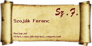 Szoják Ferenc névjegykártya